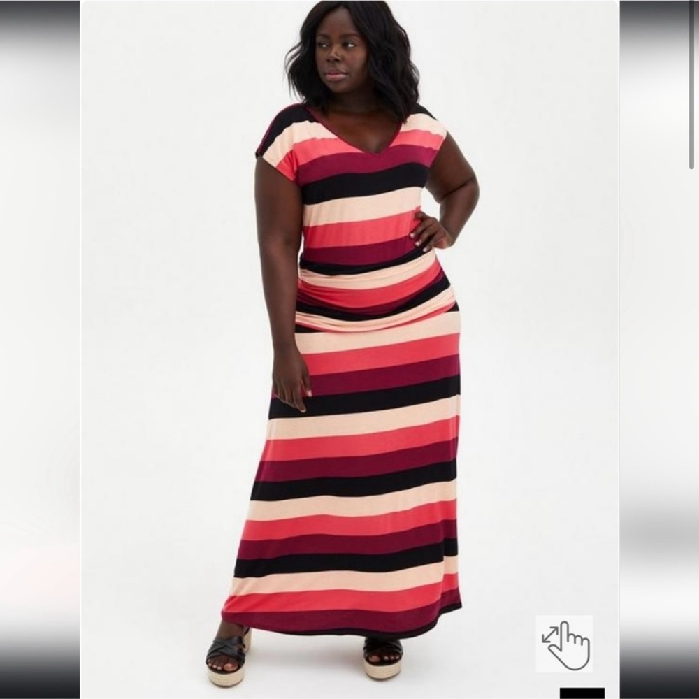 Torrid Red and Black Sleeveless V-Neck Sheath Maxi Dress